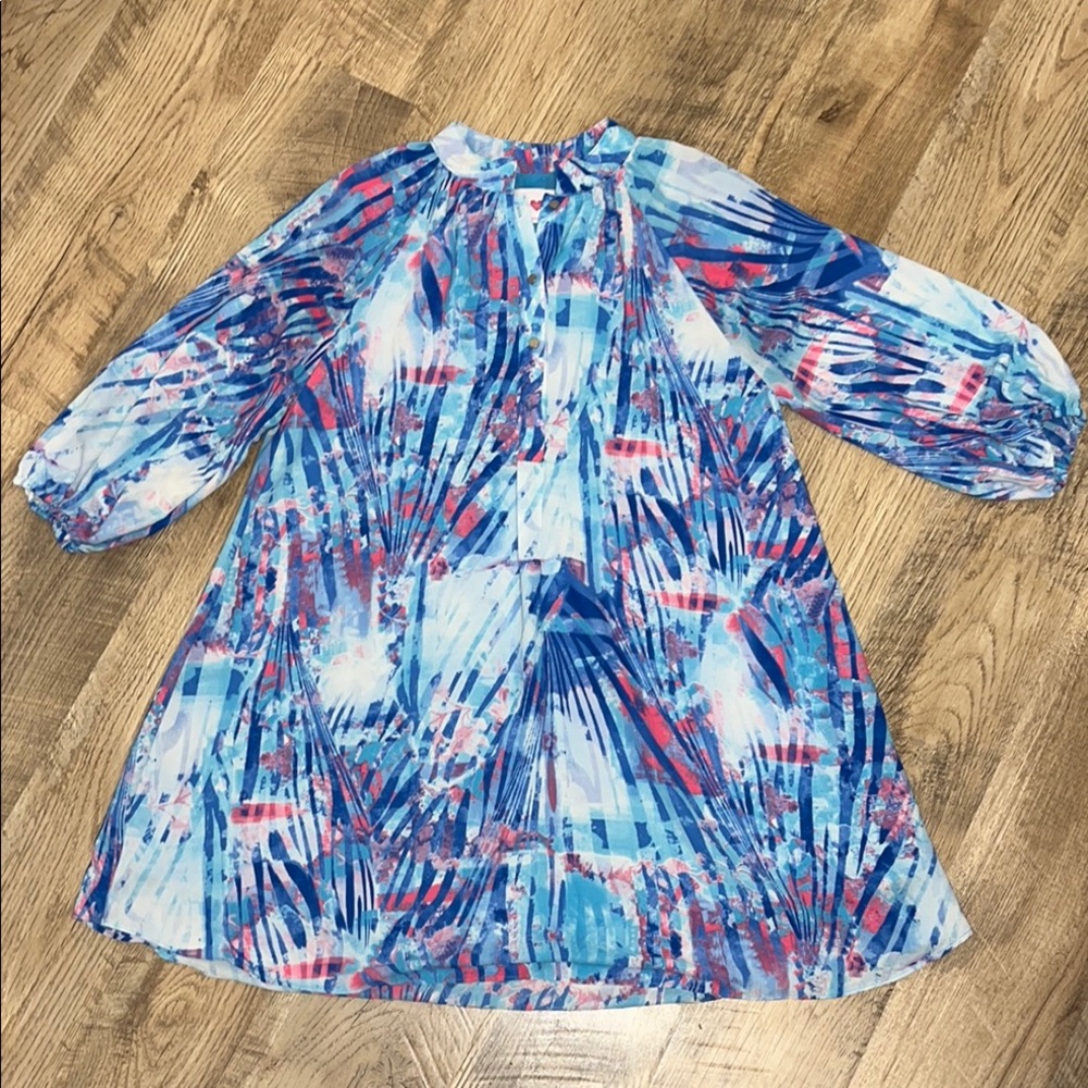 Buddy Love Merida Blue/Pink Abstract Tunic Dress Women's Size‎ Small